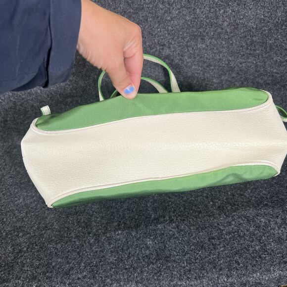 Vintage TOMMY HILFIGER White/GREEN Nylon FAUX LEATHER Y2K 90s Purse - Picture 11 of 11